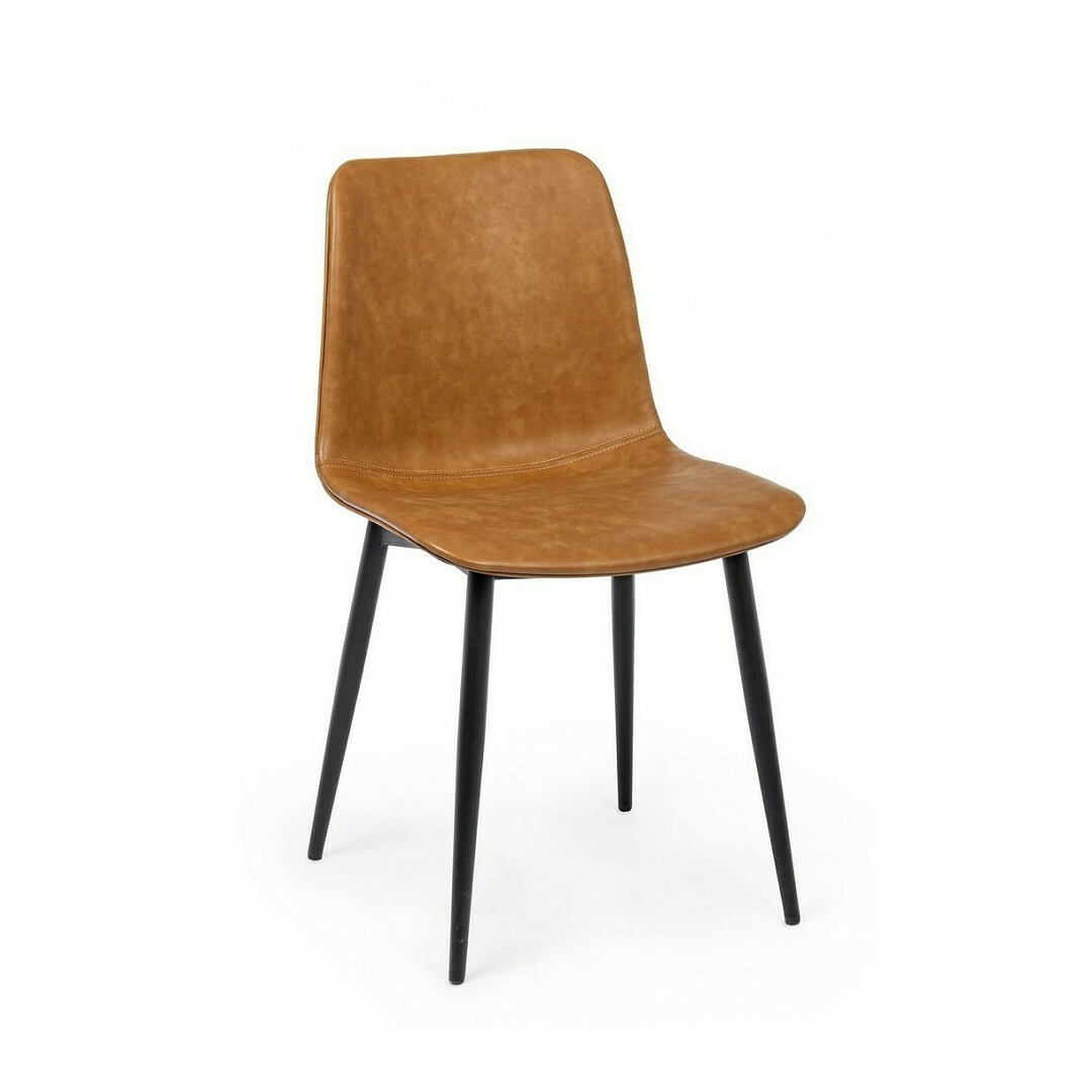 Kėdė Kyra, dirbtinė oda, vintažo stilius, sendintos rudos spalvos, 2 vnt.