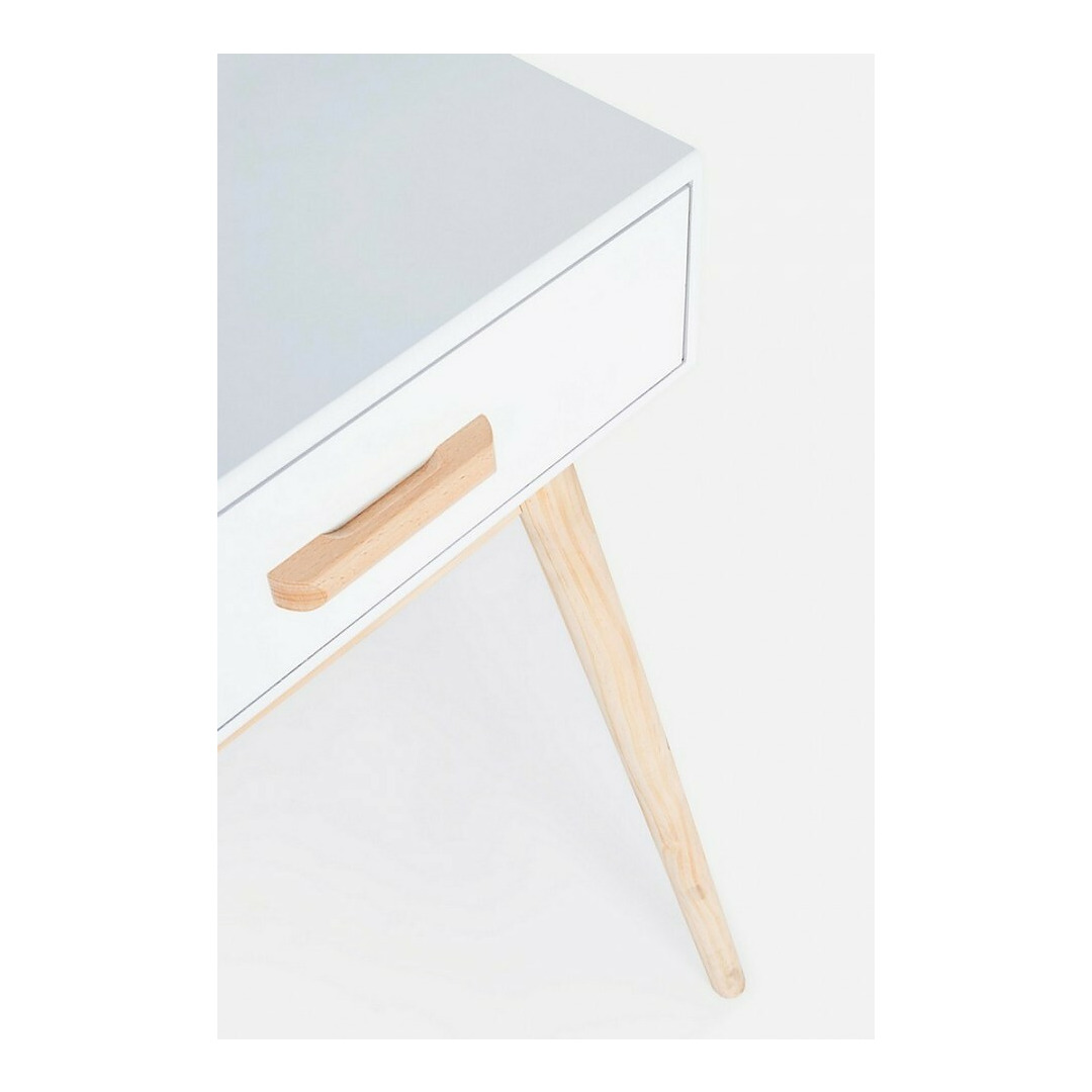 Kosmetinis staliukas Ordinary, su veidrodžiu, 2 stalčiai, baltos spalvos