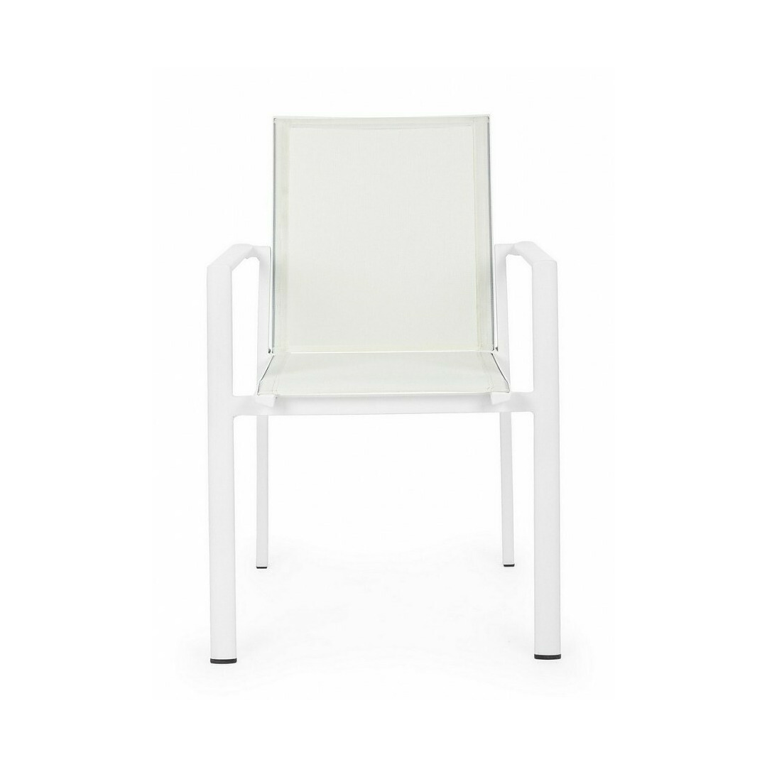 4-ių lauko kėdžių komplektas Konnor, su porankiais, baltos spalvos