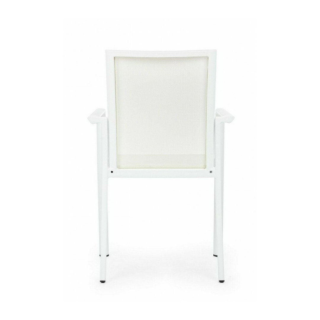 4-ių lauko kėdžių komplektas Konnor, su porankiais, baltos spalvos