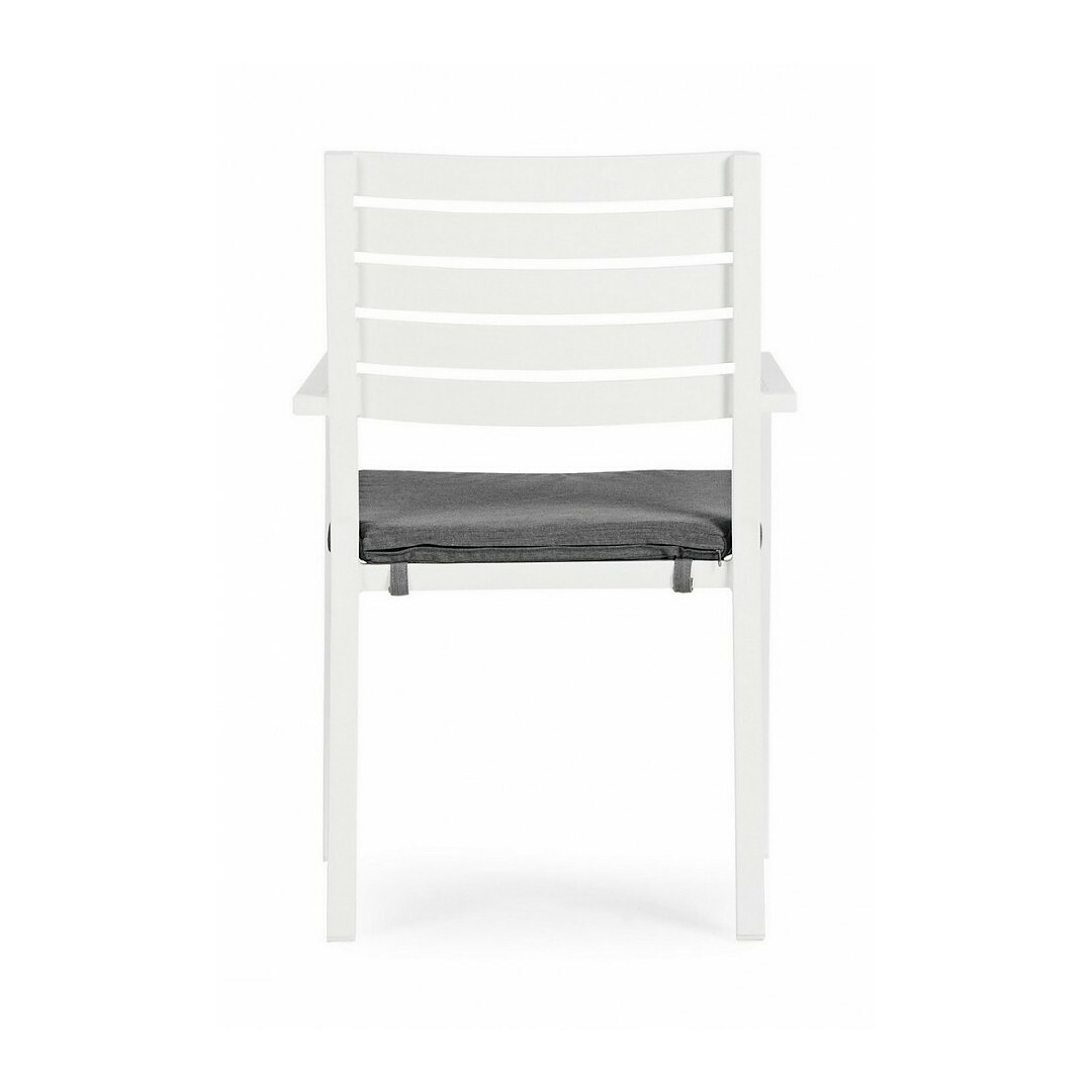 Lauko kėdė Helina, su porankiais, pagalvėle, baltos spalvos, 4 vnt.