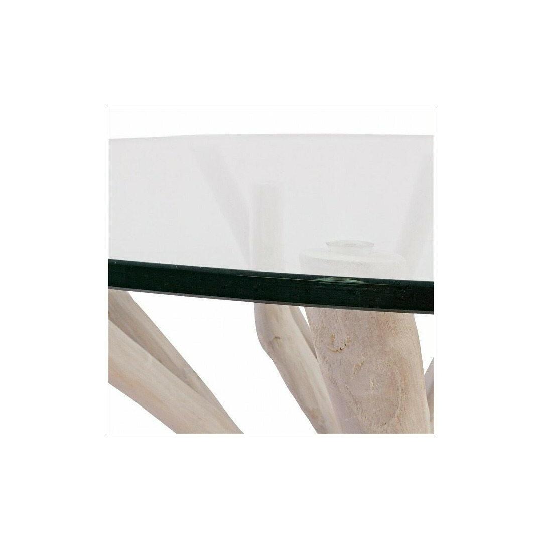 Valgomojo stalas Sahel, stiklas, apskritos formos, 110x110 cm