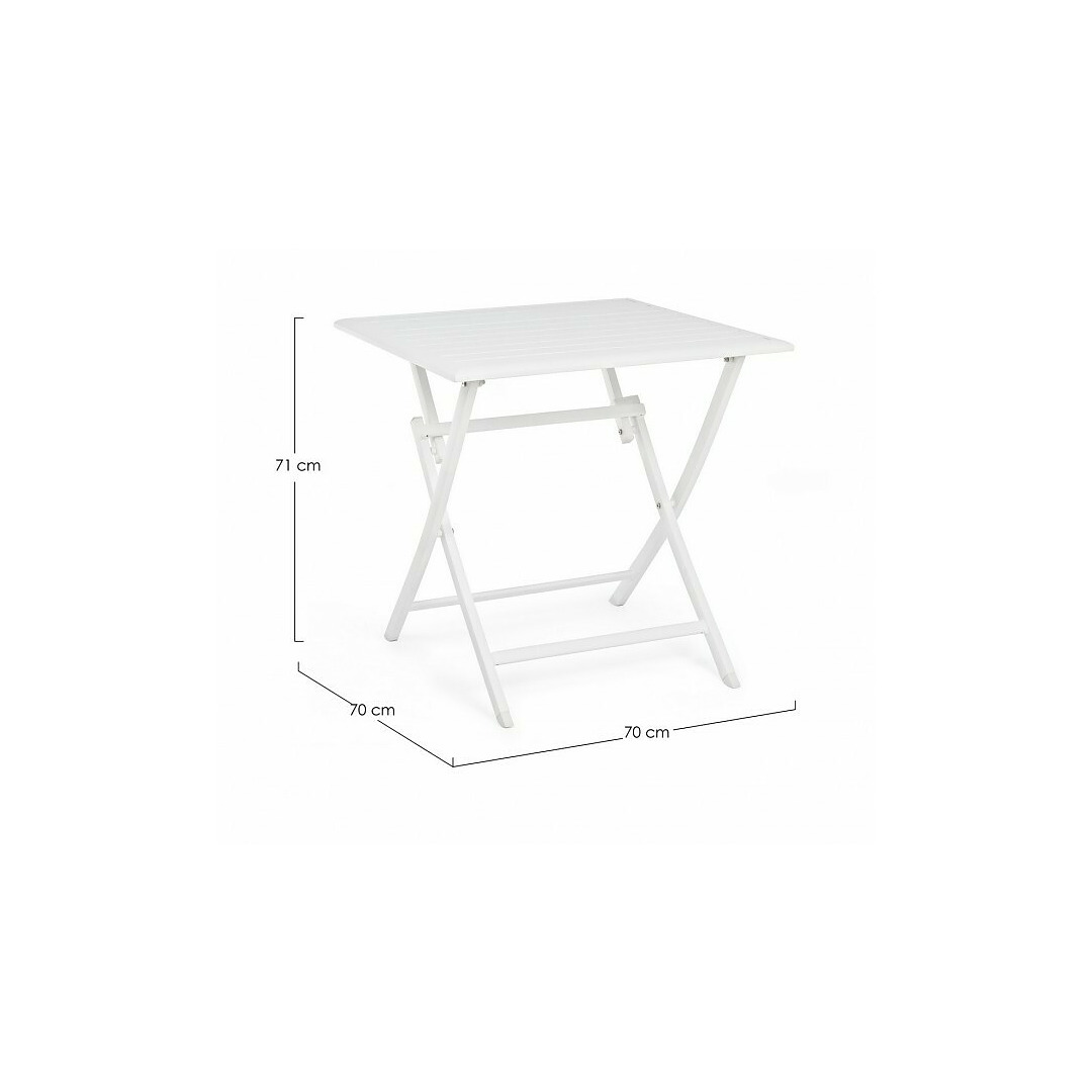Lauko stalas Elin, sulankstomas, baltos spalvos, 70x70 cm