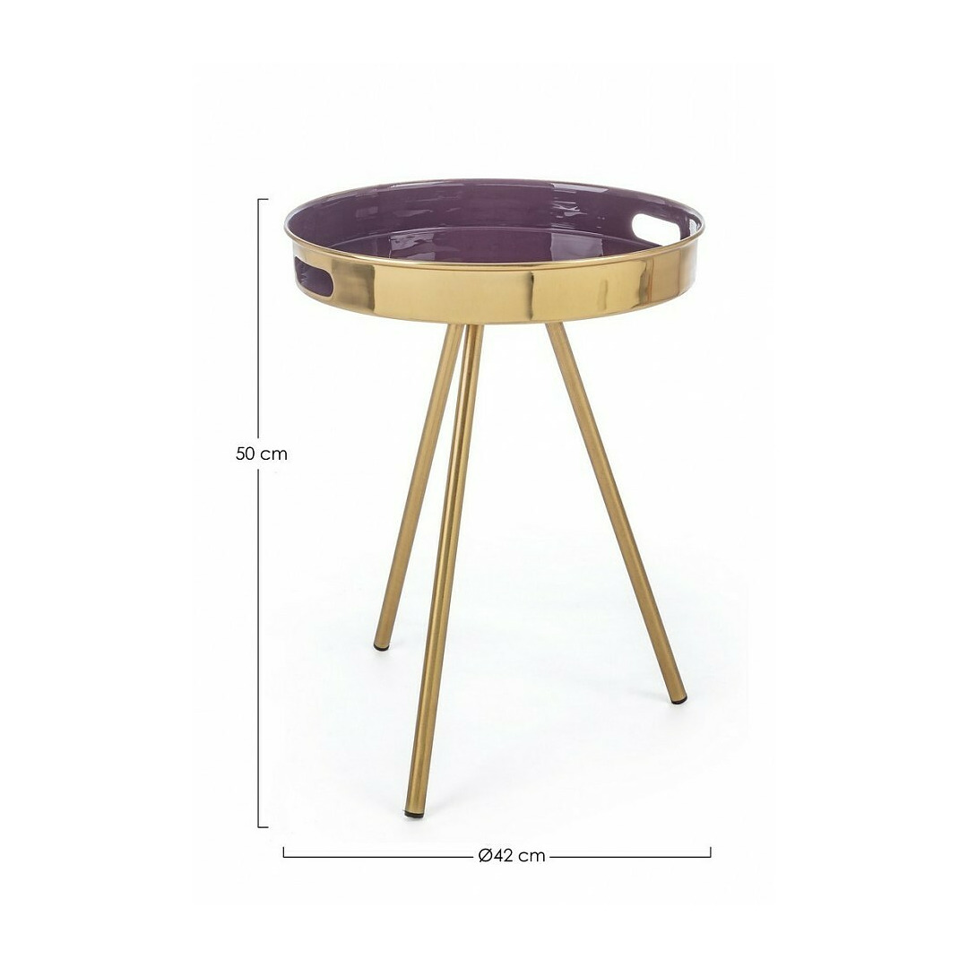 Šoninis staliukas Inesh, purpurinės spalvos, skersmuo 42 cm