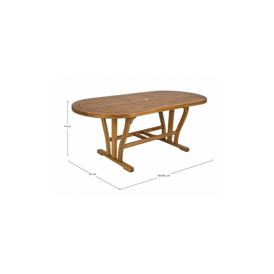Lauko stalas su prailginimu Noemi, ovalo formos, 150-200x90 cm