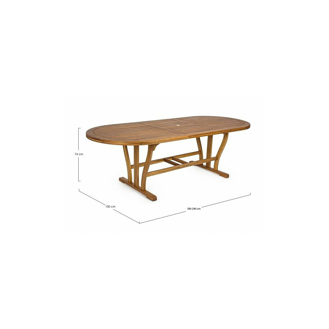 Lauko stalas su prailginimu Noemi, ovalo formos, 180-240x100 cm