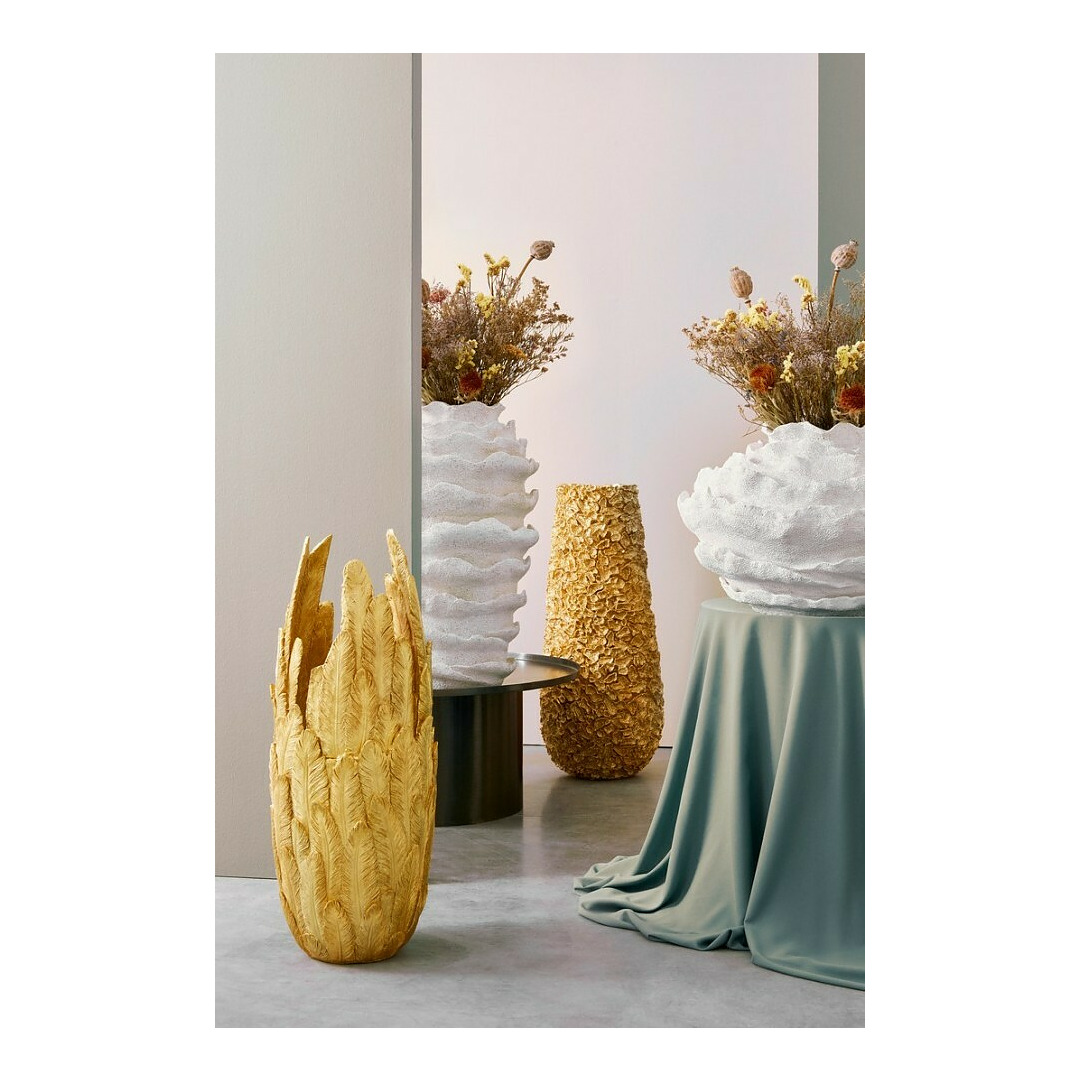 Vaza Pavo, apskritos platėjančios formos, baltos spalvos, aukštis 39.5 cm