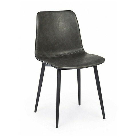 Kėdė Kyra, dirbtinė oda, vintažo stilius, tamsiai pilkos spalvos, 2 vnt.