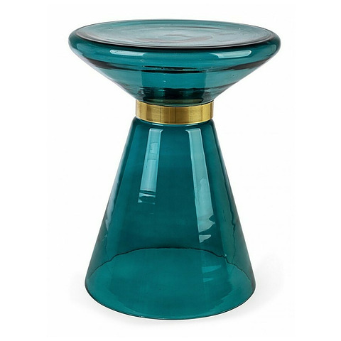 Kavos staliukas Azmin, stiklas, melsvos spalvos, skersmuo 36 cm