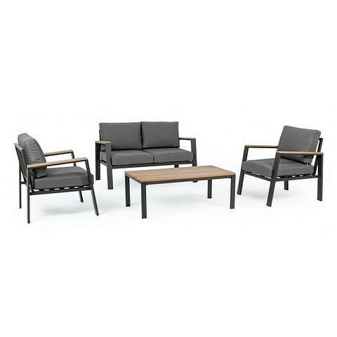 Lauko baldų komplektas Belmar, 4 vnt. baldų, su pagalvėlėmis, natūralios/tamsiai pilkos spalvos, YK13
