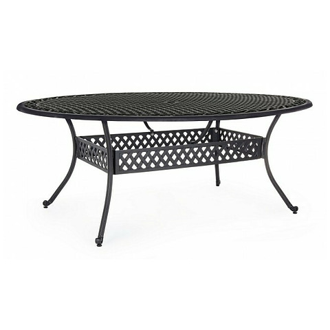 Valgomojo stalas Ivreda, ovalios formos, tamsiai pilkos spalvos, 200x152 cm