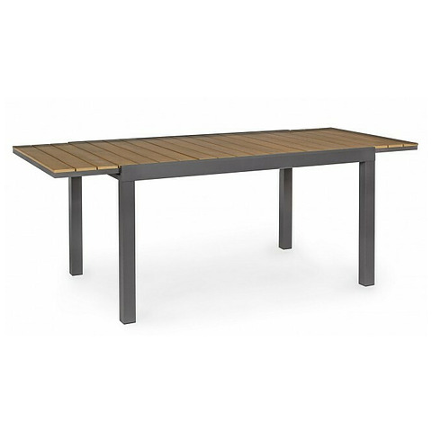 Lauko stalas su prailginimu Elias, tamsiai pilkos spalvos, 150-200x90 cm