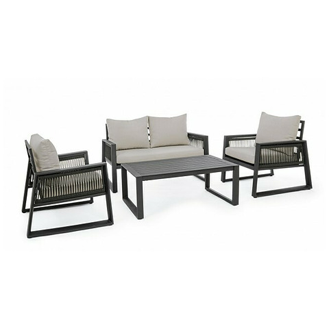 Lauko baldų komplektas Belmar, 4 vnt. baldų, su pagalvėlėmis, baltos spalvos, YK11
