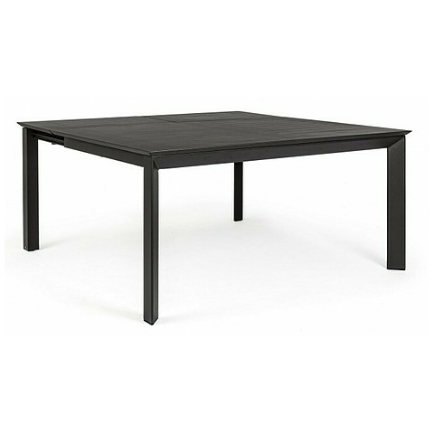 Lauko stalas su prailginimu Konnor, tamsiai pilkos spalvos, 160x100-160 cm