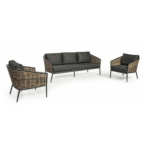 Lauko baldų komplektas Harley, 4 vnt. rinkinys, su pagalvėlėmis, kavos spalvos, YK14