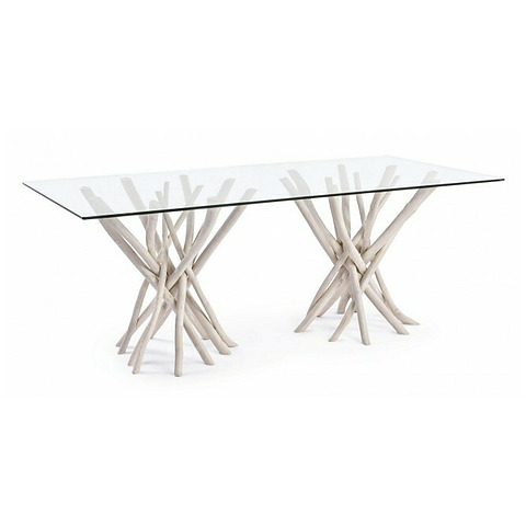 Valgomojo stalas Sahel, stiklas, stačiakampės formos, 200x100 cm