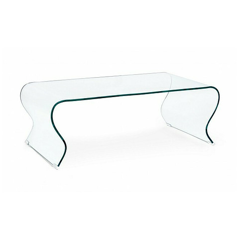 Kavos staliukas Iride, išlenktos formos, stiklas 120x60 cm