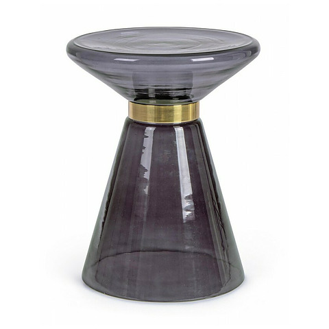 Šoninis staliukas Azmin, stiklas, pilkos dūminės spalvos, skersmuo 36