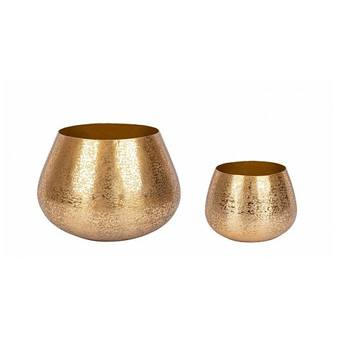 2-jų vazonų komplektas Varanasi, apskritos formos, auksinės spalvos