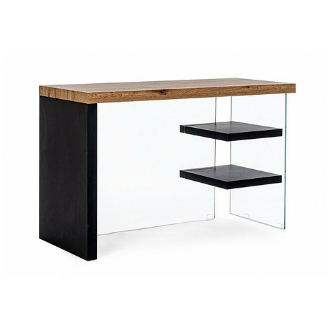 Rašomasis stalas Line, 2 lentynos, medienos ir juodos spalvų, 120x50