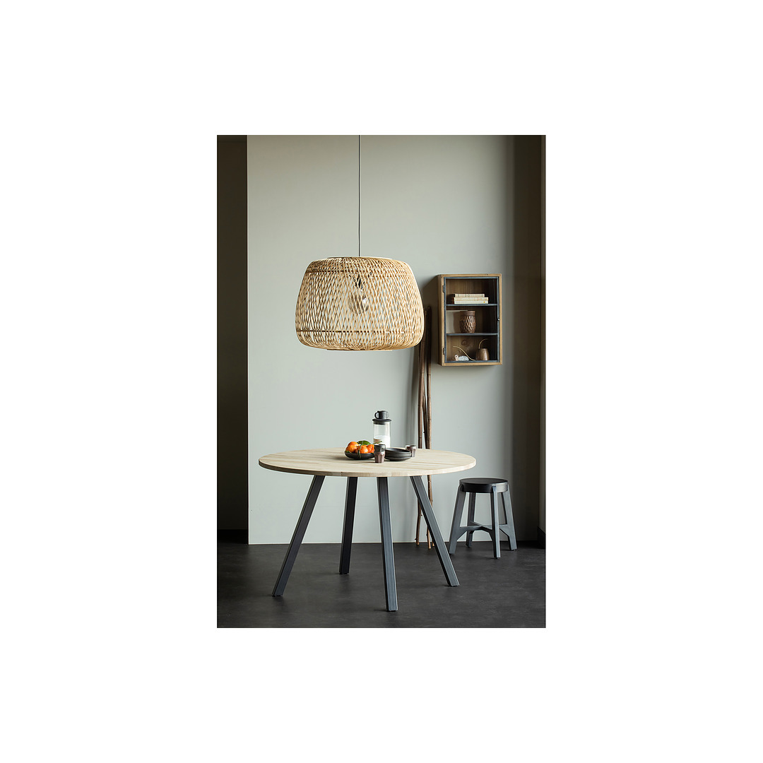 Stalas Tablo, 120 cm skersm., ąžuolas, kvadratinės kojos