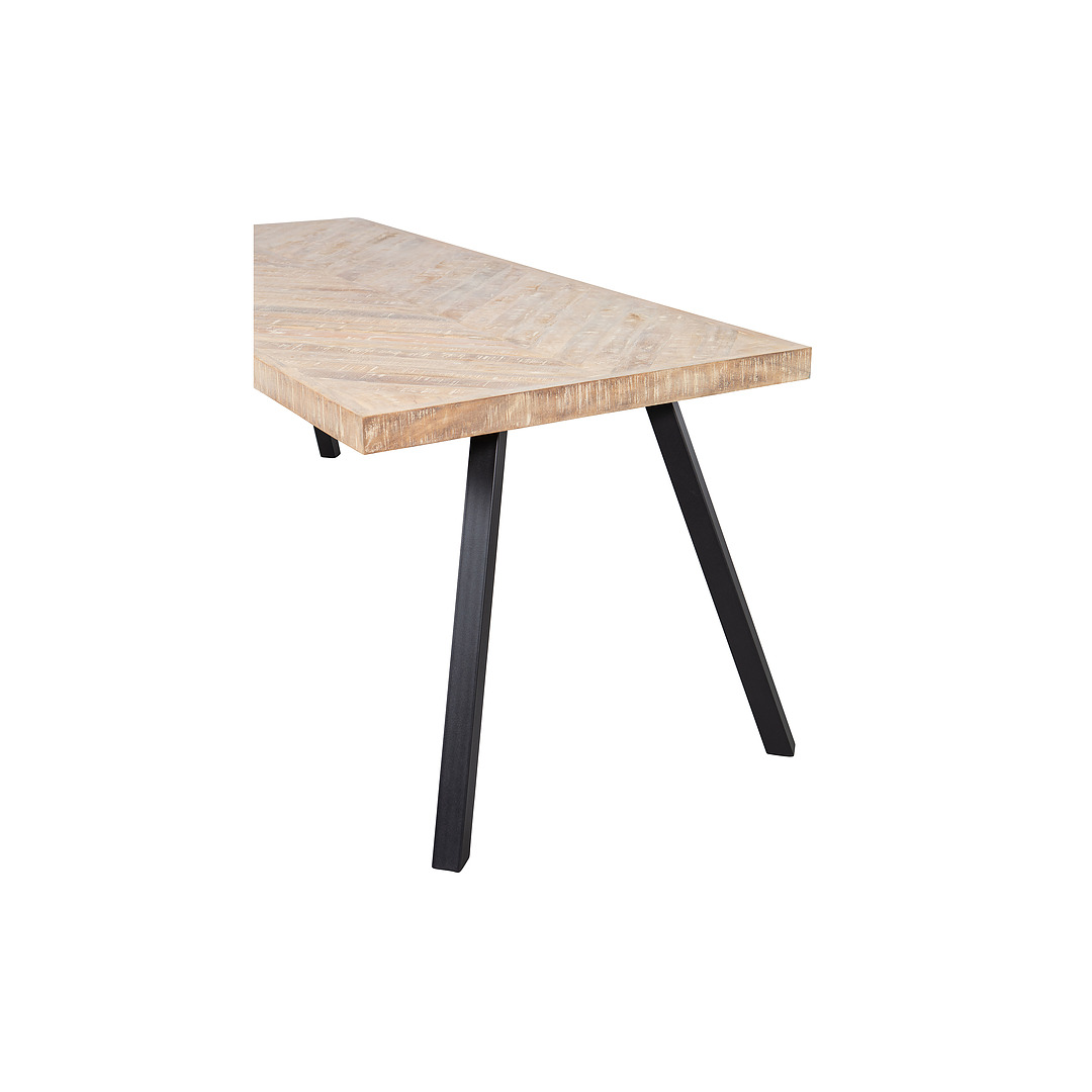 Stalas Tablo su eglutės rašto tekstūra, 180x90, mango medis, kvadratinės kojos