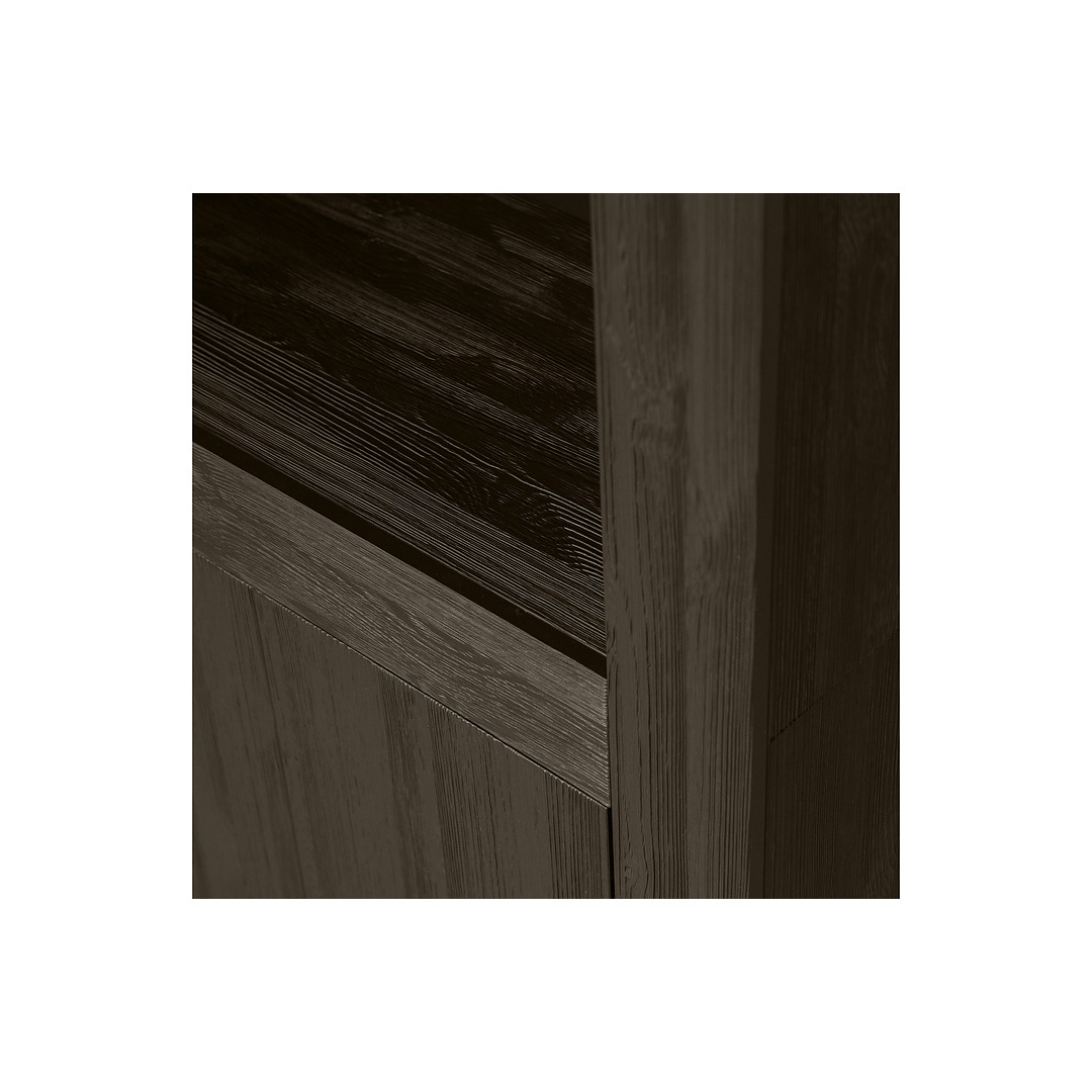Vitrininė spinta Yumi, šveista pušies mediena (pilkšvai ruda)