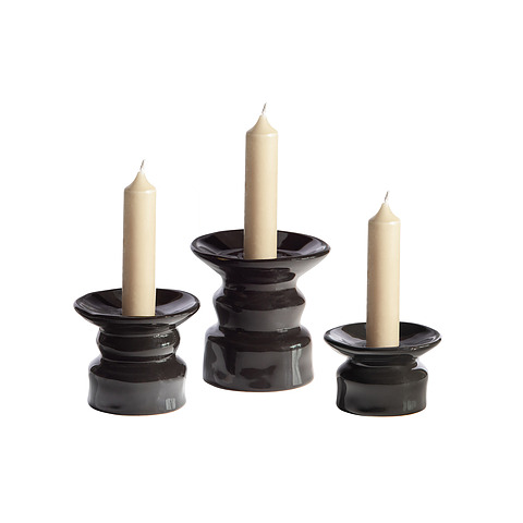 Žvakidė Mason, keramika (juoda) (3 vnt. komplektas)