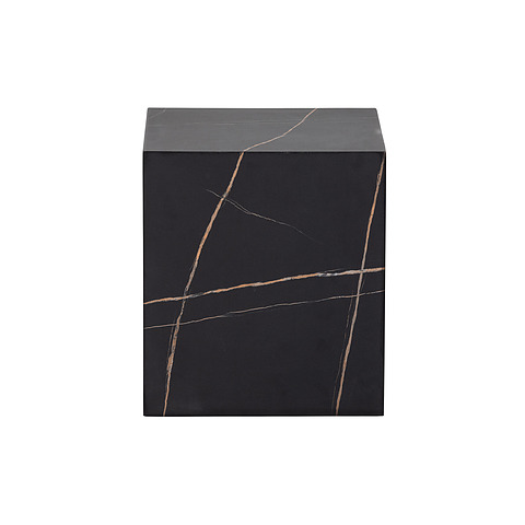 Šoninis staliukas Benji, 40x40 cm, marmuro imitacija (juoda)