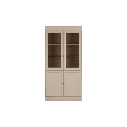 Vitrininė spinta Chow, 4 durų, pušis (šiltai pilka)
