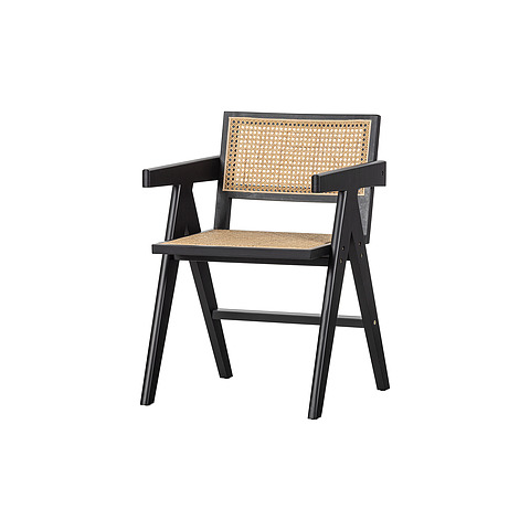 Valgomojo kėdė Gunn, ratanas, mediena (juoda)
