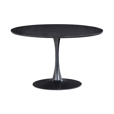 Valgomojo stalas Sammy, trimito formos koja, apvalus, 120 cm skersm., MDF (juoda)