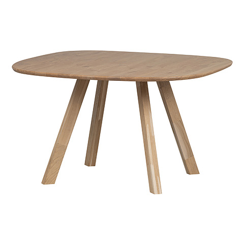 Stalas Tablo, 130x130 cm, kvadratinės kojos, ąžuolo mediena (natūrali)
