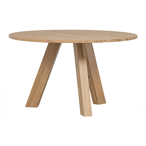 Valgomojo stalas Rhonda, 129 cm skersm., ąžuolo mediena (natūrali)