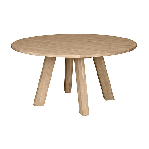 Valgomojo stalas Rhonda, 150 cm skersm., ąžuolo mediena (natūrali)