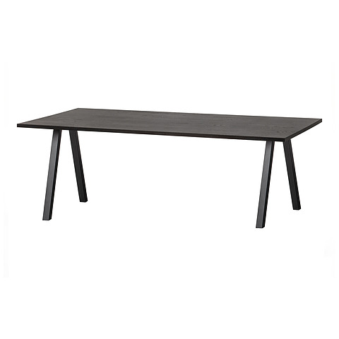 Stalas Tablo, 180x90 cm, kvadratinės kojos, ąžuolo mediena (pilkšvai juoda)