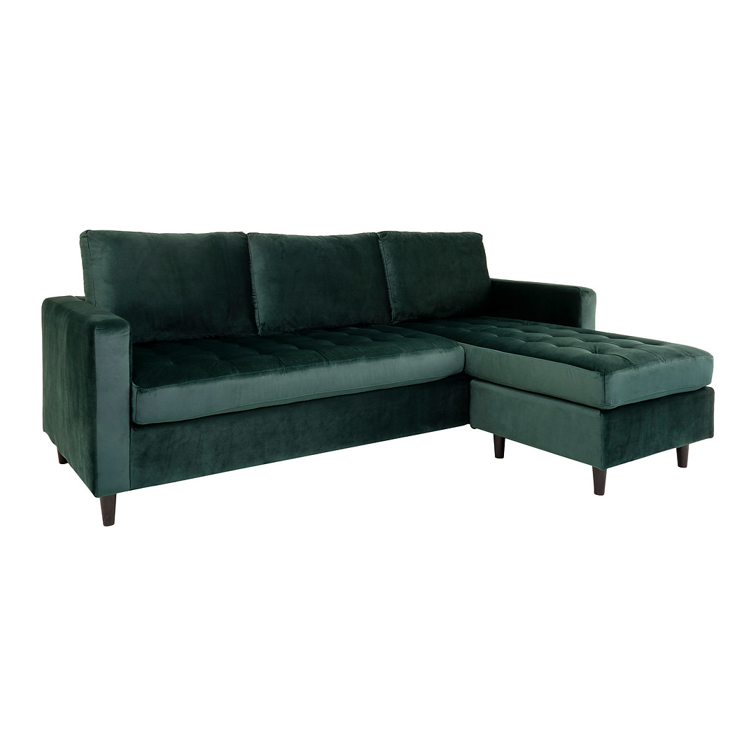 Kampinė sofa Firenze, velvetas (tamsiai žalia / juodos kojos)