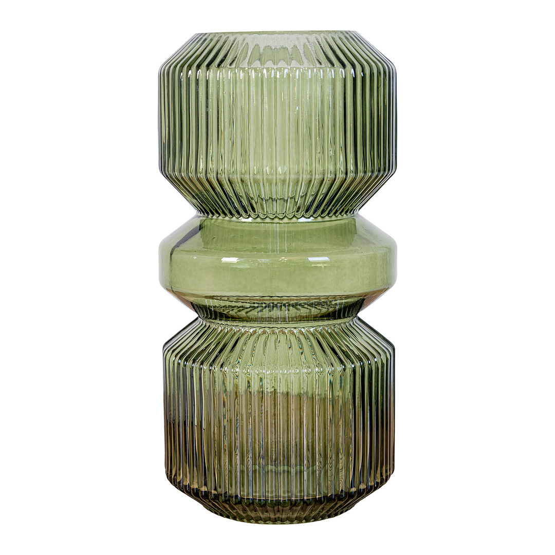 Vaza, 24.5x12 cm skersm., stiklas (žalia)