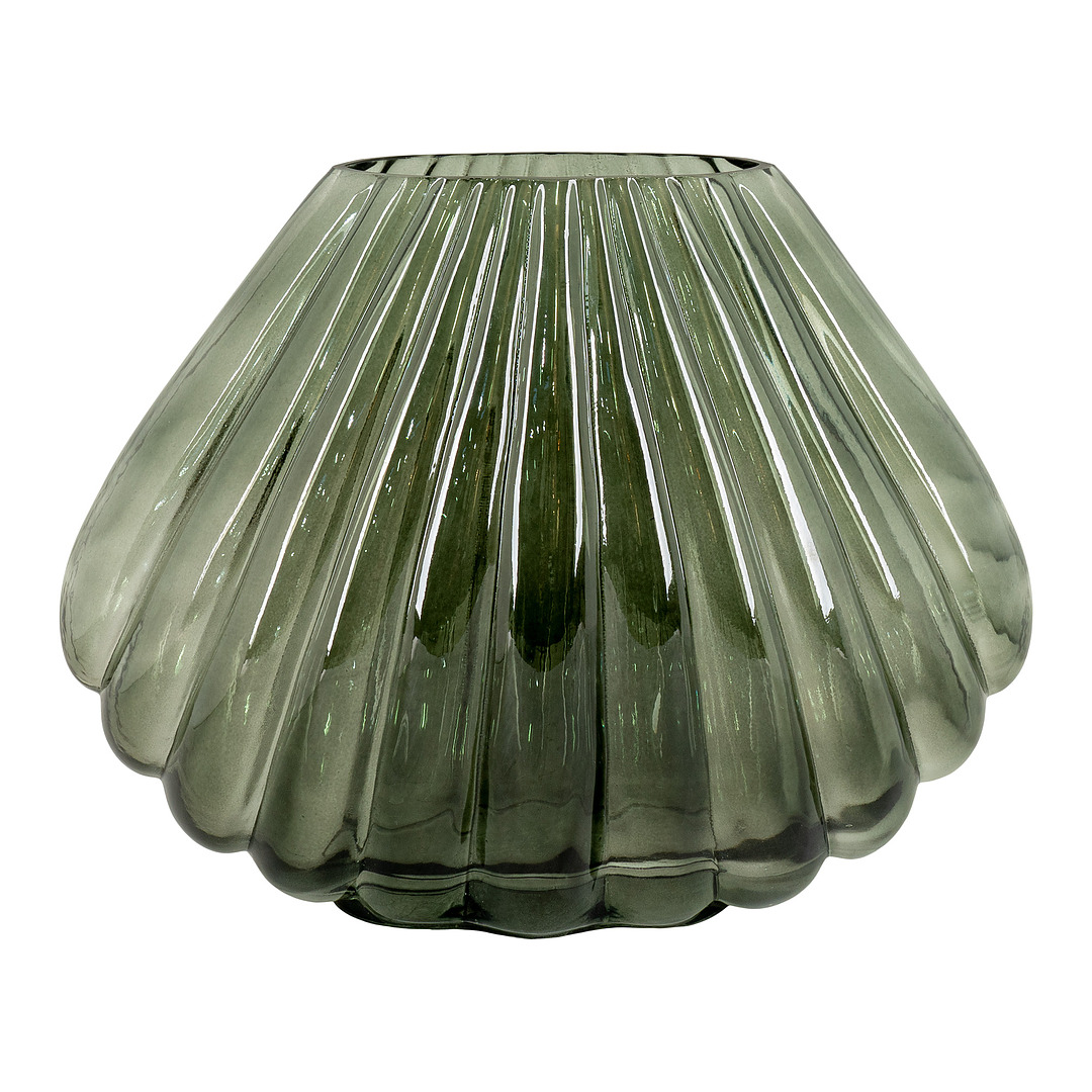 Vaza, 29x11.5x22 cm, pūstas stiklas (žalia)