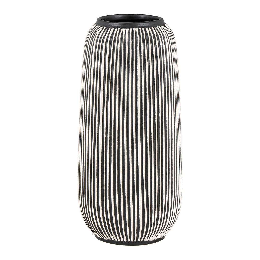 Vaza, apvali, 9.5x20 cm, keramika (juoda / balta)
