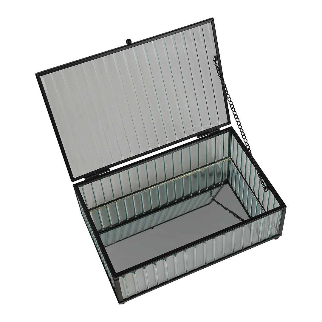 Dėžė, 13x20x7 cm, stiklas, metalas (skaidri / juoda)