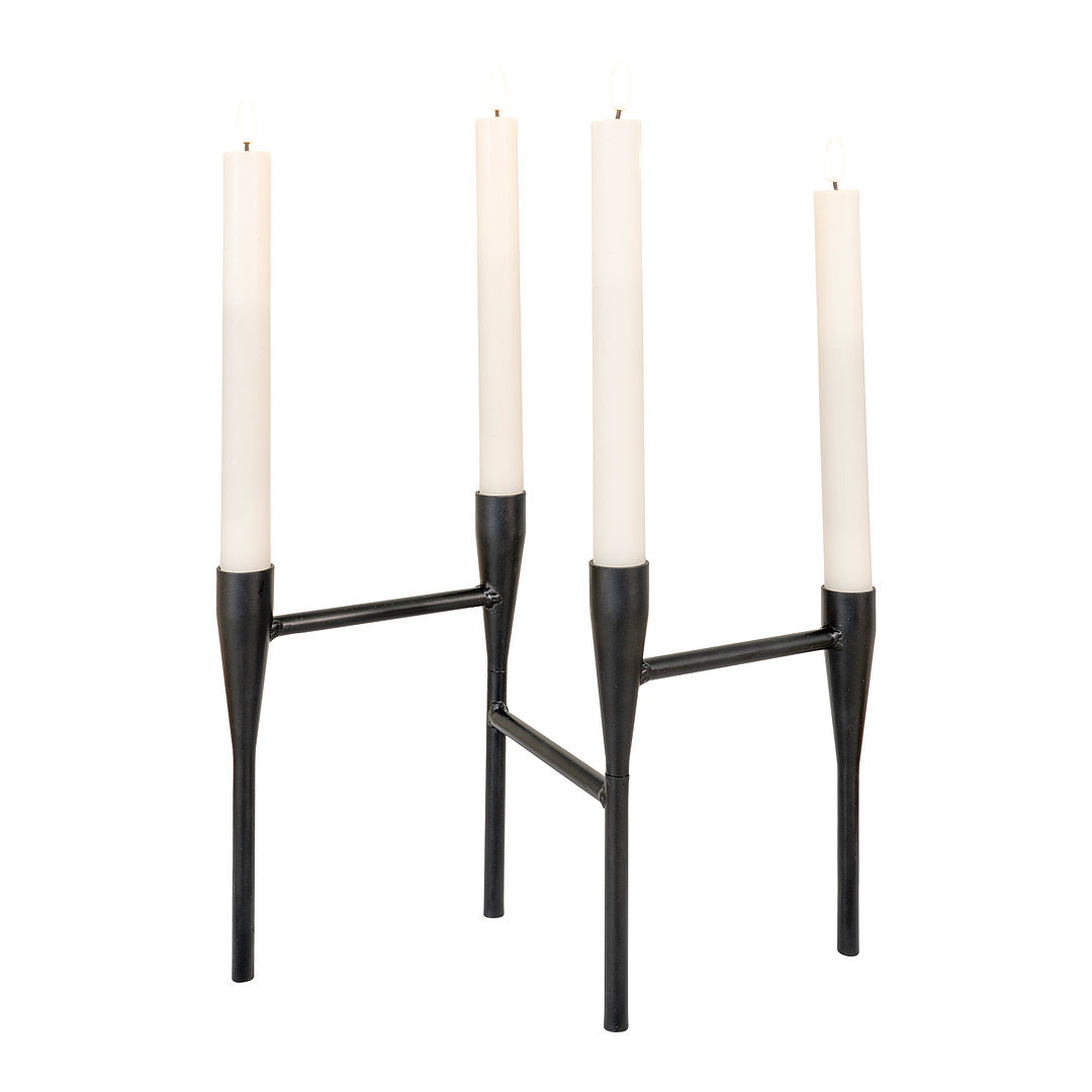 Žvakidė, 4 žvakėms, 15x28x21 cm, metalas (juoda)