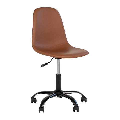 Biuro kėdė Stockholm, dirbtinė oda, juodos kojos (šviesiai ruda / juoda)