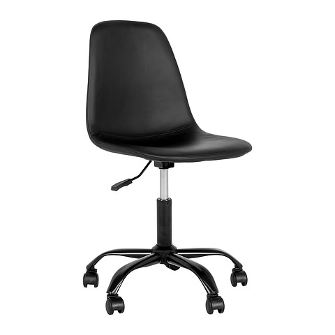Biuro kėdė Stockholm, dirbtinė oda, juodos kojos (juoda)