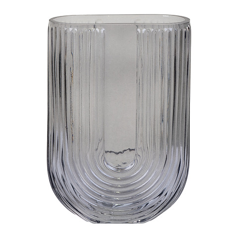 Vaza, U formos, 13x6x19 cm, stiklas (dūminė)