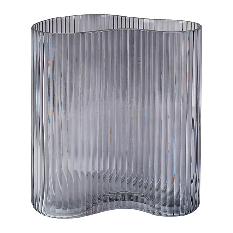 Vaza, aptakios formos, 12x19x20 cm, stiklas (dūminė)