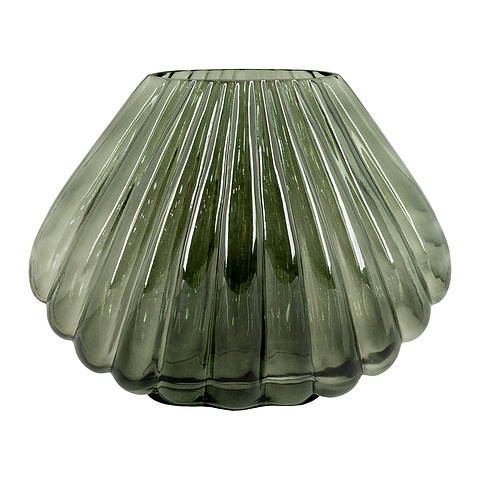 Vaza, 29x11.5x22 cm, pūstas stiklas (žalia)