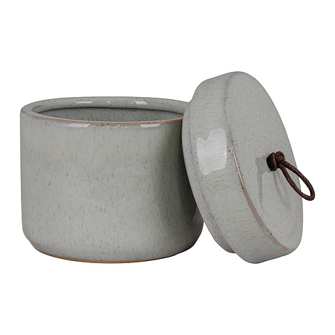 Stiklainis Jar, su dangteliu, apvalus, 10.5x10 cm, keramika (pilkas)