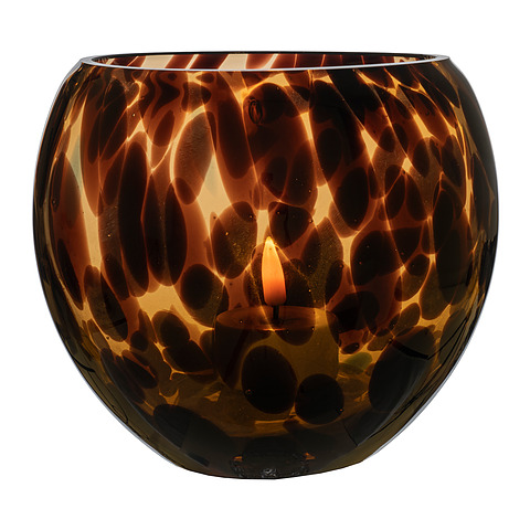 Žvakidė, 13x14 cm skersm., pūstas stiklas (ruda)