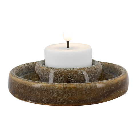 Žvakidė Tealight, arbatinei žvakutei, apvali, 10x2.5 cm, keramika (žalia)